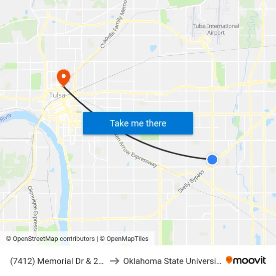 (7412) Memorial Dr & 27th Ct Sb to Oklahoma State University - Tulsa map