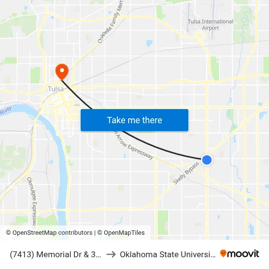 (7413) Memorial Dr & 31st St Sb to Oklahoma State University - Tulsa map