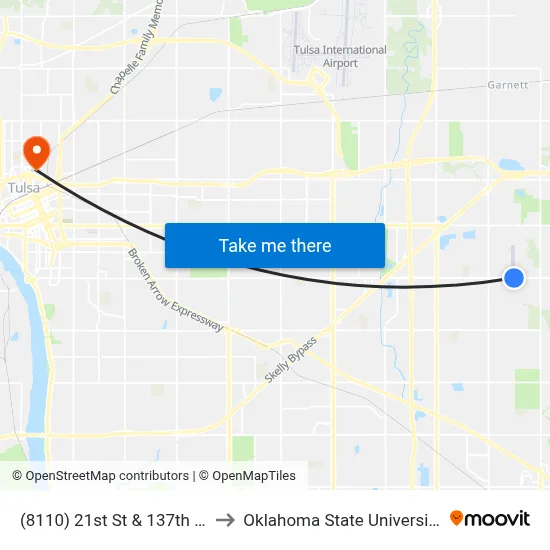 (8110) 21st St & 137th E Ave Eb to Oklahoma State University - Tulsa map