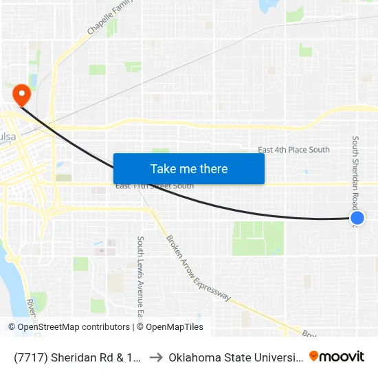 (7717) Sheridan Rd & 15th St Nb to Oklahoma State University - Tulsa map
