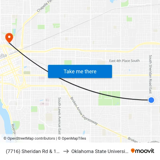 (7716) Sheridan Rd & 19th St Nb to Oklahoma State University - Tulsa map