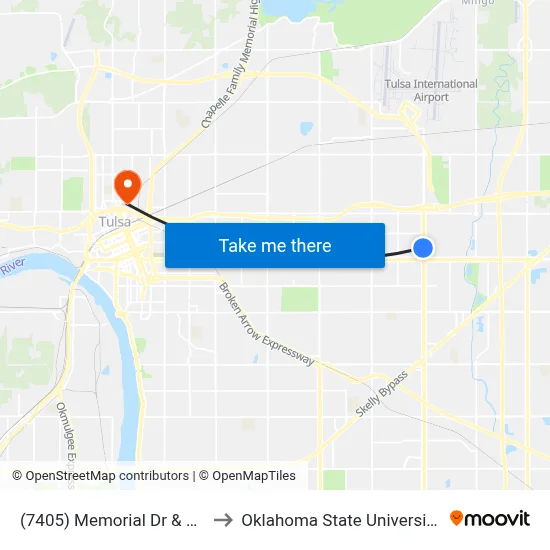(7405) Memorial Dr & 7th St Sb to Oklahoma State University - Tulsa map