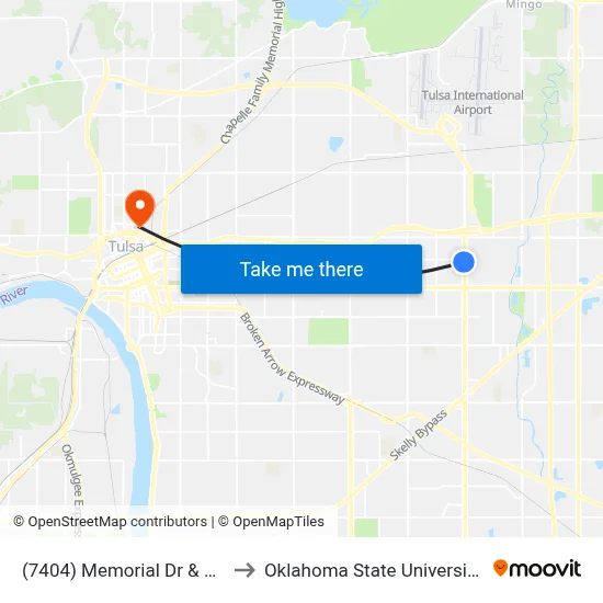 (7404) Memorial Dr & 4th Pl Sb to Oklahoma State University - Tulsa map
