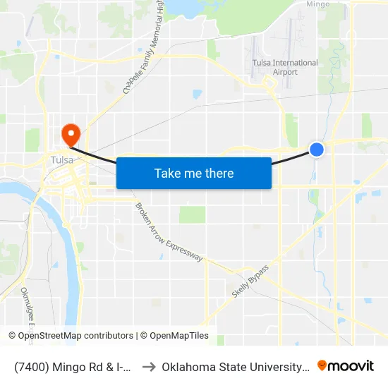 (7400) Mingo Rd & I-244 Sb to Oklahoma State University - Tulsa map