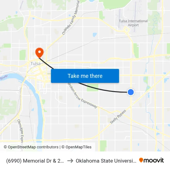 (6990) Memorial Dr & 21st St Sb to Oklahoma State University - Tulsa map