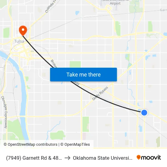 (7949) Garnett Rd & 48th St Sb to Oklahoma State University - Tulsa map