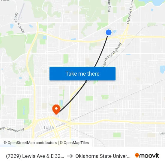 (7229) Lewis Ave & E 32nd Pl N Sb to Oklahoma State University - Tulsa map