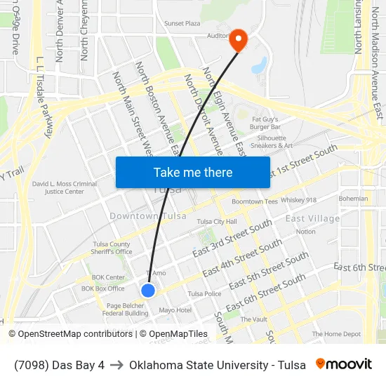 (7098) Das Bay 4 to Oklahoma State University - Tulsa map