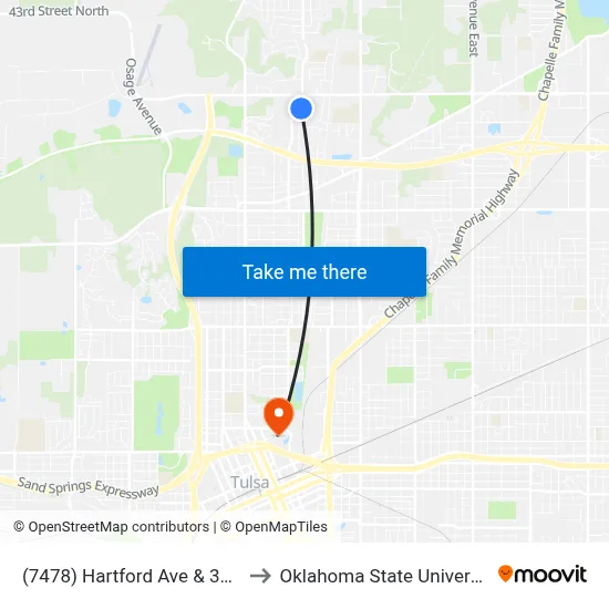 (7478) Hartford Ave & 35th St N Sb to Oklahoma State University - Tulsa map