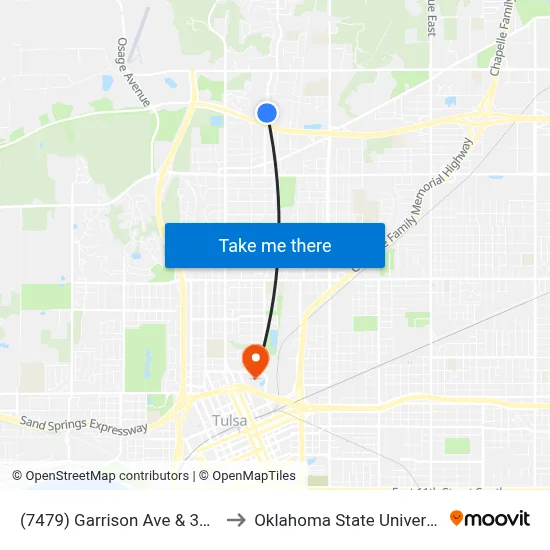 (7479) Garrison Ave & 32nd St N Sb to Oklahoma State University - Tulsa map