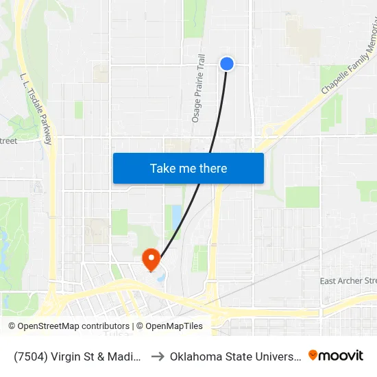 (7504) Virgin St & Madison Pl Wb to Oklahoma State University - Tulsa map