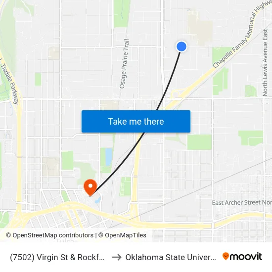 (7502) Virgin St & Rockford Ave Wb to Oklahoma State University - Tulsa map