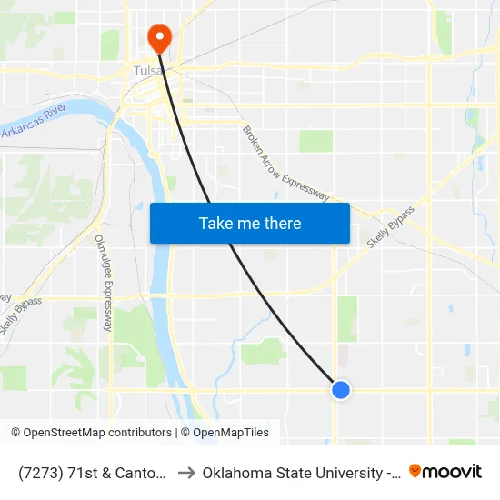 (7273) 71st & Canton Ave to Oklahoma State University - Tulsa map