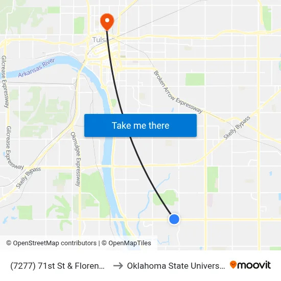 (7277) 71st St & Florence Ave Wb to Oklahoma State University - Tulsa map