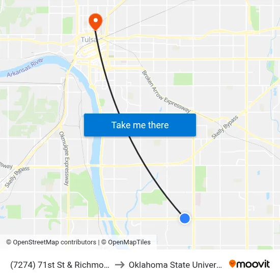 (7274) 71st St & Richmond Ave Wb to Oklahoma State University - Tulsa map