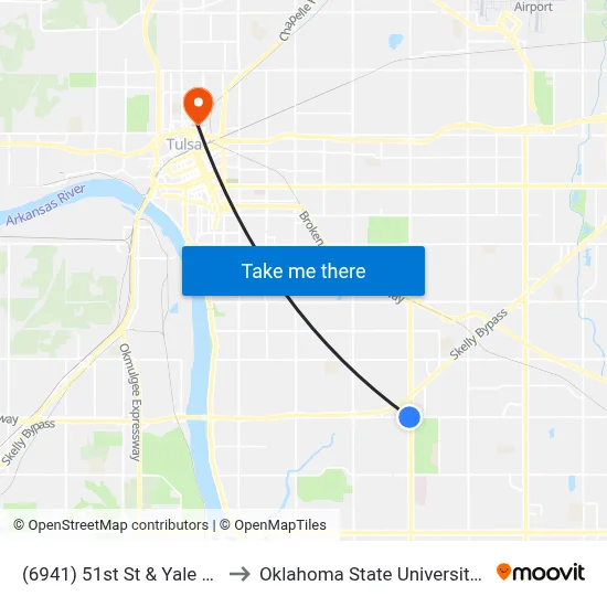 (6941) 51st St & Yale Ave Wb to Oklahoma State University - Tulsa map
