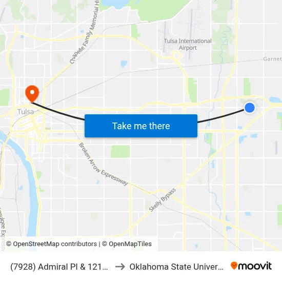 (7928) Admiral Pl & 121st E Ave Eb to Oklahoma State University - Tulsa map
