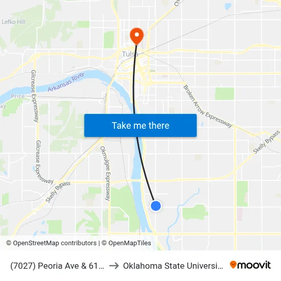 (7027) Peoria Ave & 61st St Nb to Oklahoma State University - Tulsa map
