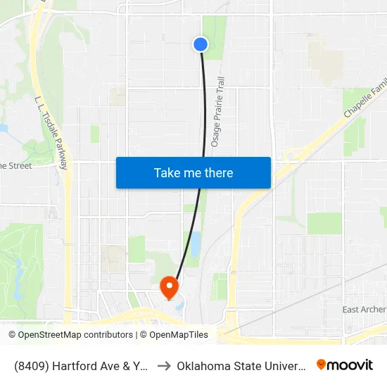 (8409) Hartford Ave & Young Pl Sb to Oklahoma State University - Tulsa map