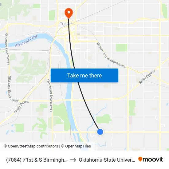 (7084) 71st & S Birmingham Ave Wb to Oklahoma State University - Tulsa map