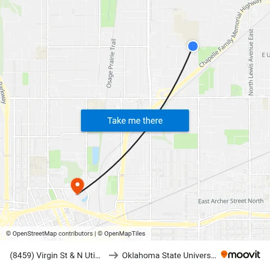 (8459) Virgin St & N Utica Ave Wb to Oklahoma State University - Tulsa map