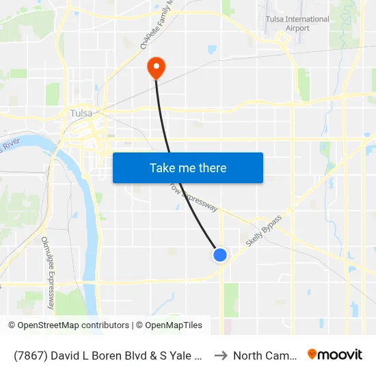 (7867) David L Boren Blvd & S Yale Ave W to North Campus map