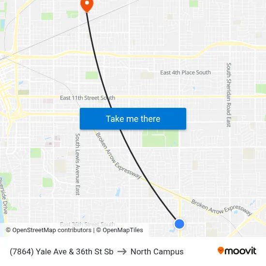 (7864) Yale Ave & 36th St Sb to North Campus map