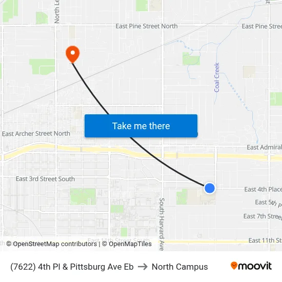 (7622) 4th Pl & Pittsburg Ave Eb to North Campus map