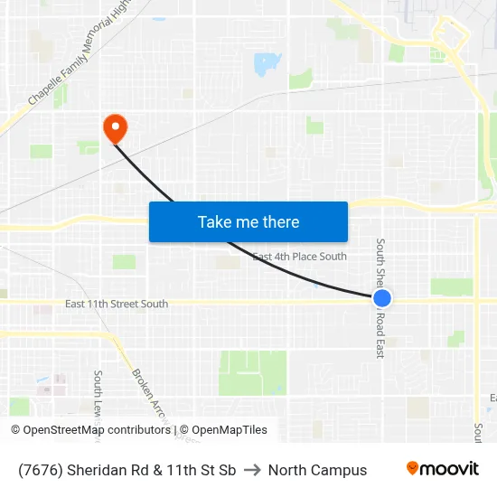 (7676) Sheridan Rd & 11th St Sb to North Campus map