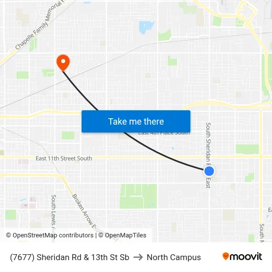(7677) Sheridan Rd & 13th St Sb to North Campus map