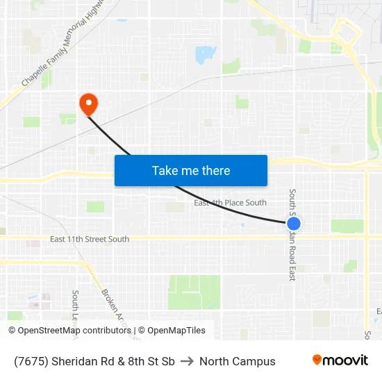 (7675) Sheridan Rd & 8th St Sb to North Campus map