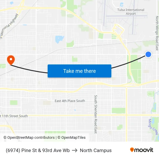 (6974) Pine St & 93rd Ave Wb to North Campus map
