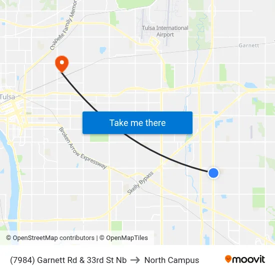 (7984) Garnett Rd & 33rd St Nb to North Campus map