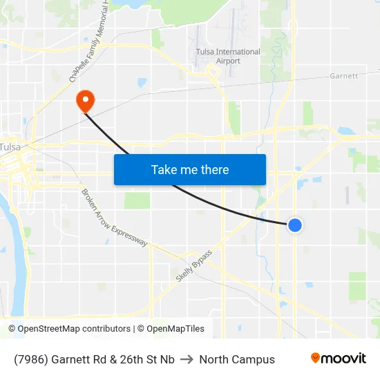 (7986) Garnett Rd & 26th St Nb to North Campus map
