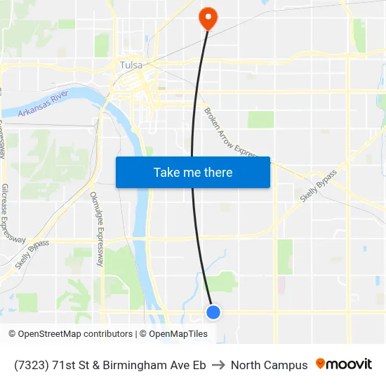 (7323) 71st St & Birmingham Ave Eb to North Campus map
