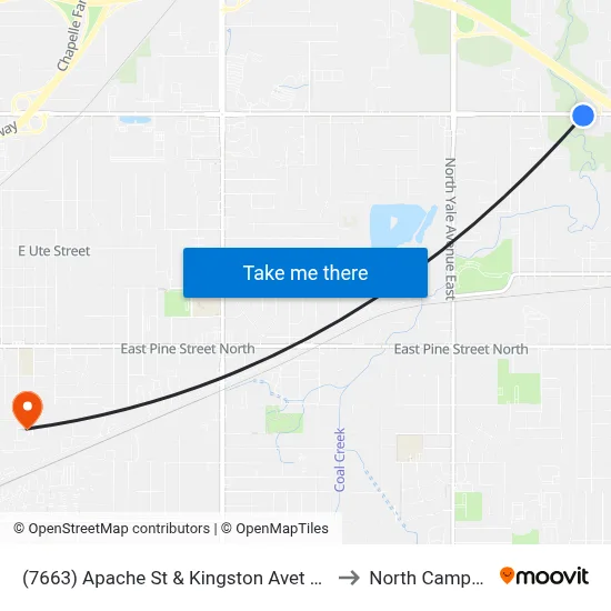 (7663) Apache St & Kingston Avet Eb to North Campus map