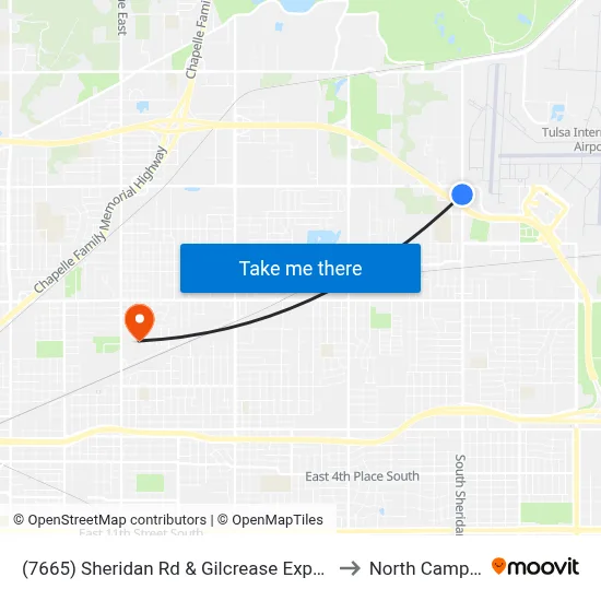 (7665) Sheridan Rd & Gilcrease Expy Sb to North Campus map
