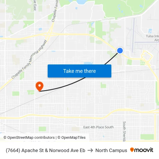 (7664) Apache St & Norwood Ave Eb to North Campus map