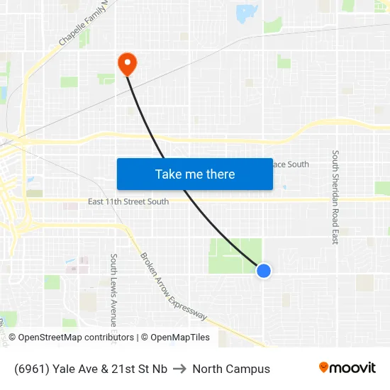 (6961) Yale Ave & 21st St Nb to North Campus map