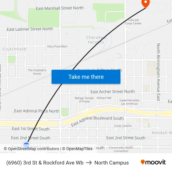 (6960) 3rd St & Rockford Ave Wb to North Campus map