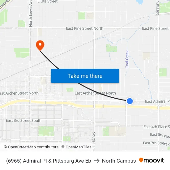 (6965) Admiral Pl & Pittsburg Ave Eb to North Campus map