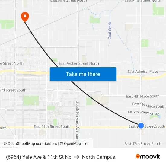 (6964) Yale Ave & 11th St Nb to North Campus map