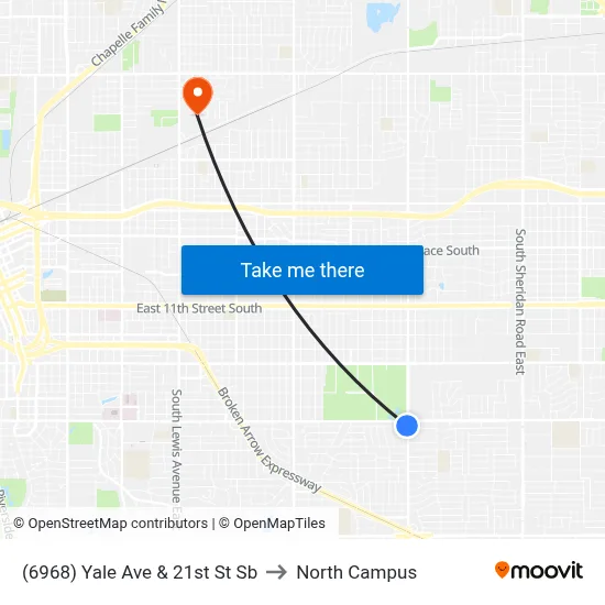 (6968) Yale Ave & 21st St Sb to North Campus map