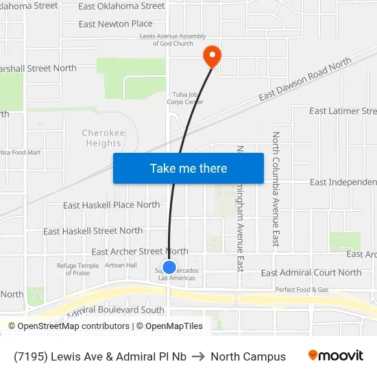 (7195) Lewis Ave & Admiral Pl Nb to North Campus map