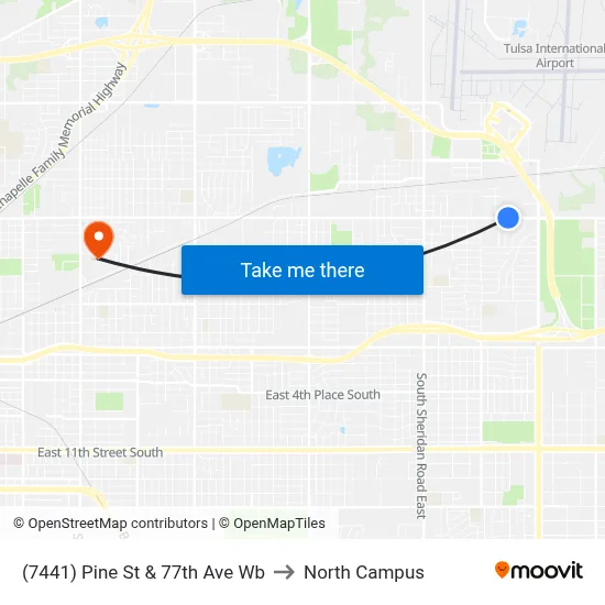 (7441) Pine St & 77th Ave Wb to North Campus map