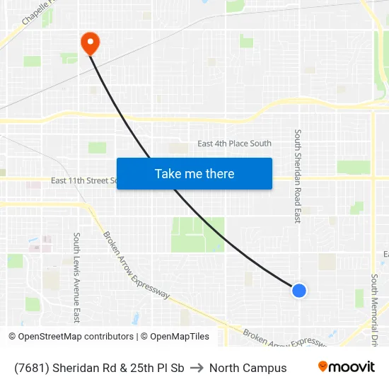 (7681) Sheridan Rd & 25th Pl Sb to North Campus map