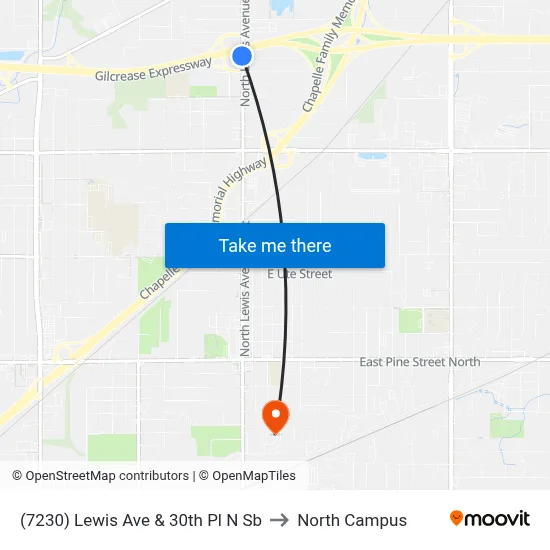(7230) Lewis Ave & 30th Pl N Sb to North Campus map