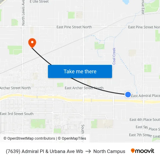 (7639) Admiral Pl & Urbana Ave Wb to North Campus map