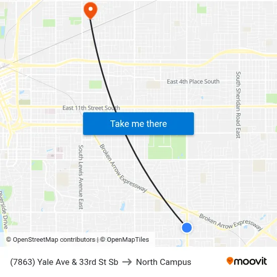 (7863) Yale Ave & 33rd St Sb to North Campus map