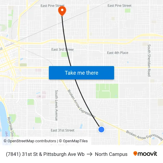 (7841) 31st St & Pittsburgh Ave Wb to North Campus map